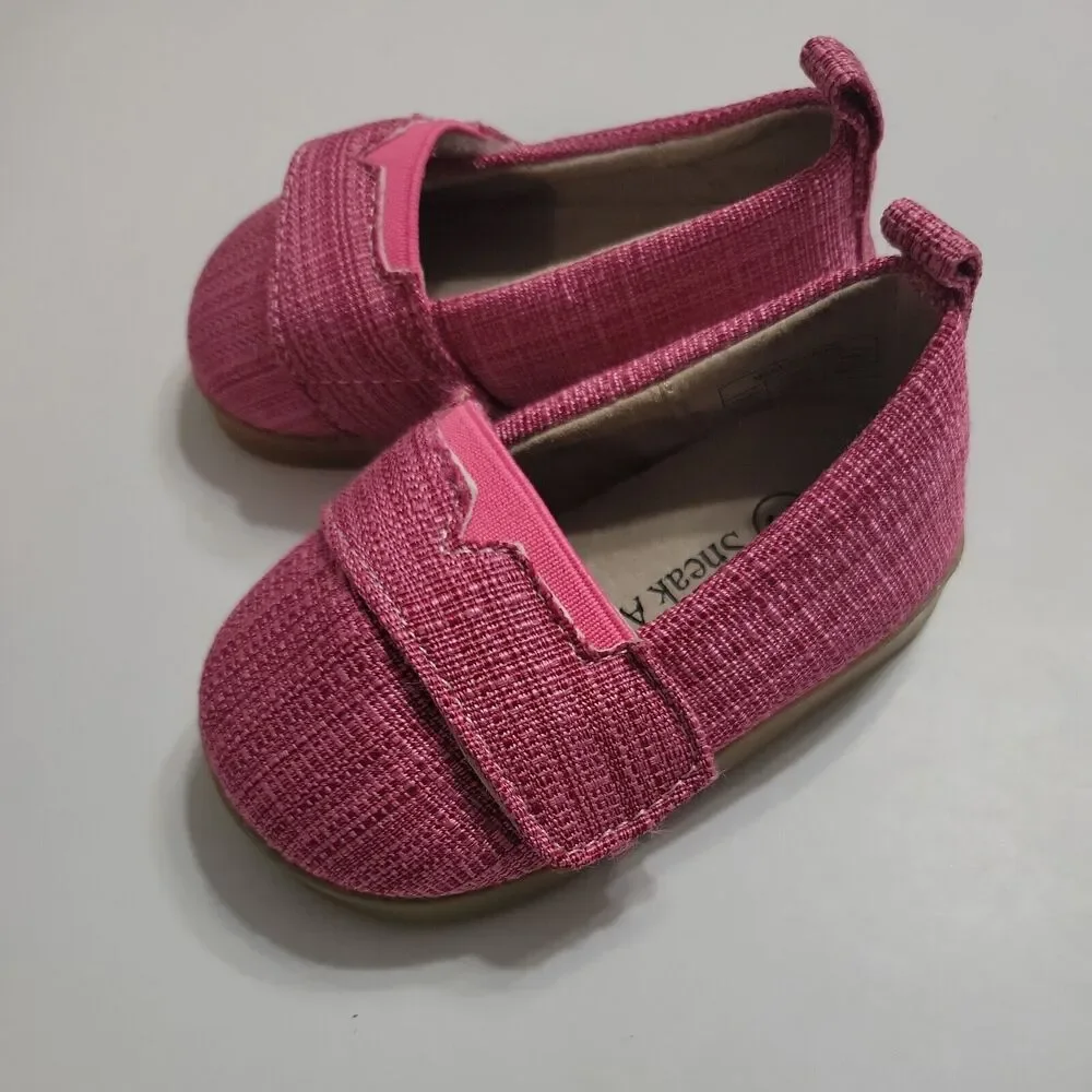 Sneak A Peek Baby Girl 3 Shoes Round Toe Slip On Pink Squeak Sneakers No Whistle